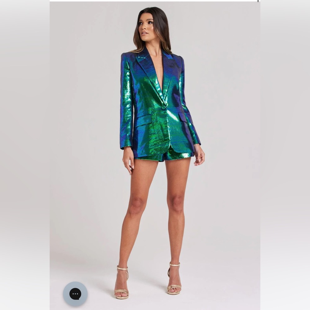 Nadine Merabi KARLA IRIDESCENT GREEN BLAZER